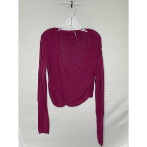 Free People Twist Front Cotton Linen Blend Ribbed Sweater Size M